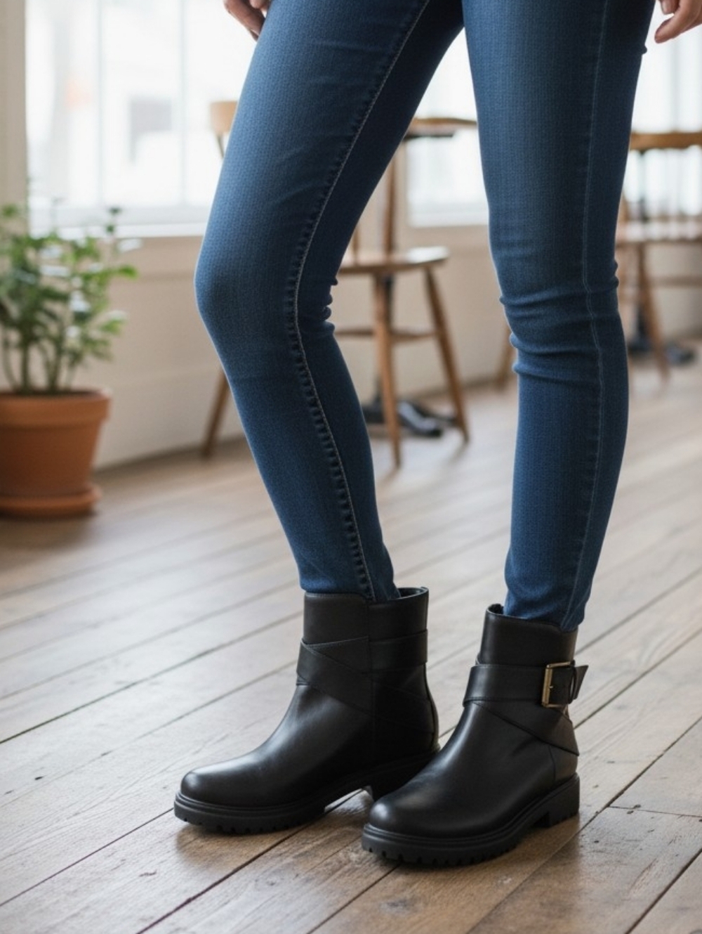 NWT Unisa Black Moto Ankle Boots with Buckle Sizes 8.5 And 6.5